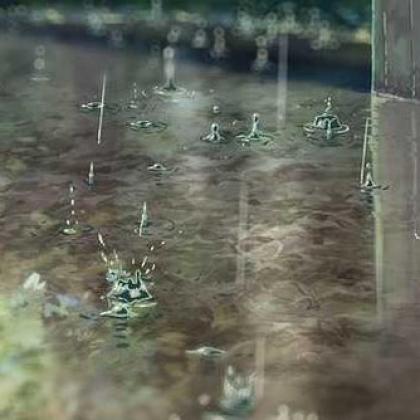 日本动画《言叶之庭》唯美下雨场景插画图片