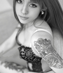 黑白性感-花臂纹身美女Cherry高清黑白写真（二）F嗲囡囡