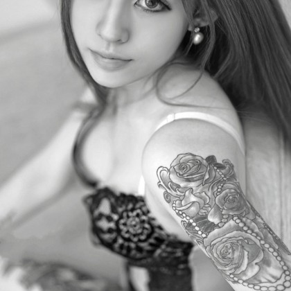 黑白性感-花臂纹身美女Cherry高清黑白写真（二）F嗲囡囡