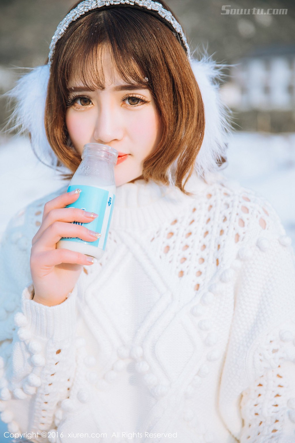 雪地里的养眼美模徐cake 唯美户外内衣写真美图套图10