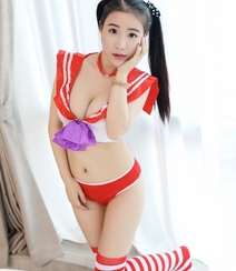 可爱美少女谢芷馨Sindy红白格纹长筒袜写真图集组图8