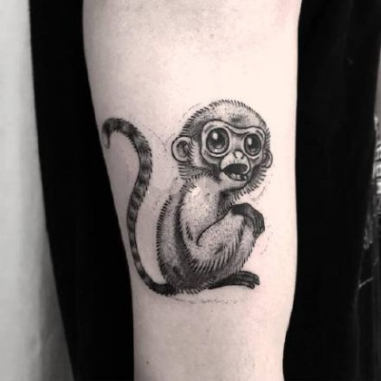 喜欢动物吗？以猴子猩猩等动物为主题的黑灰纹身男图案
