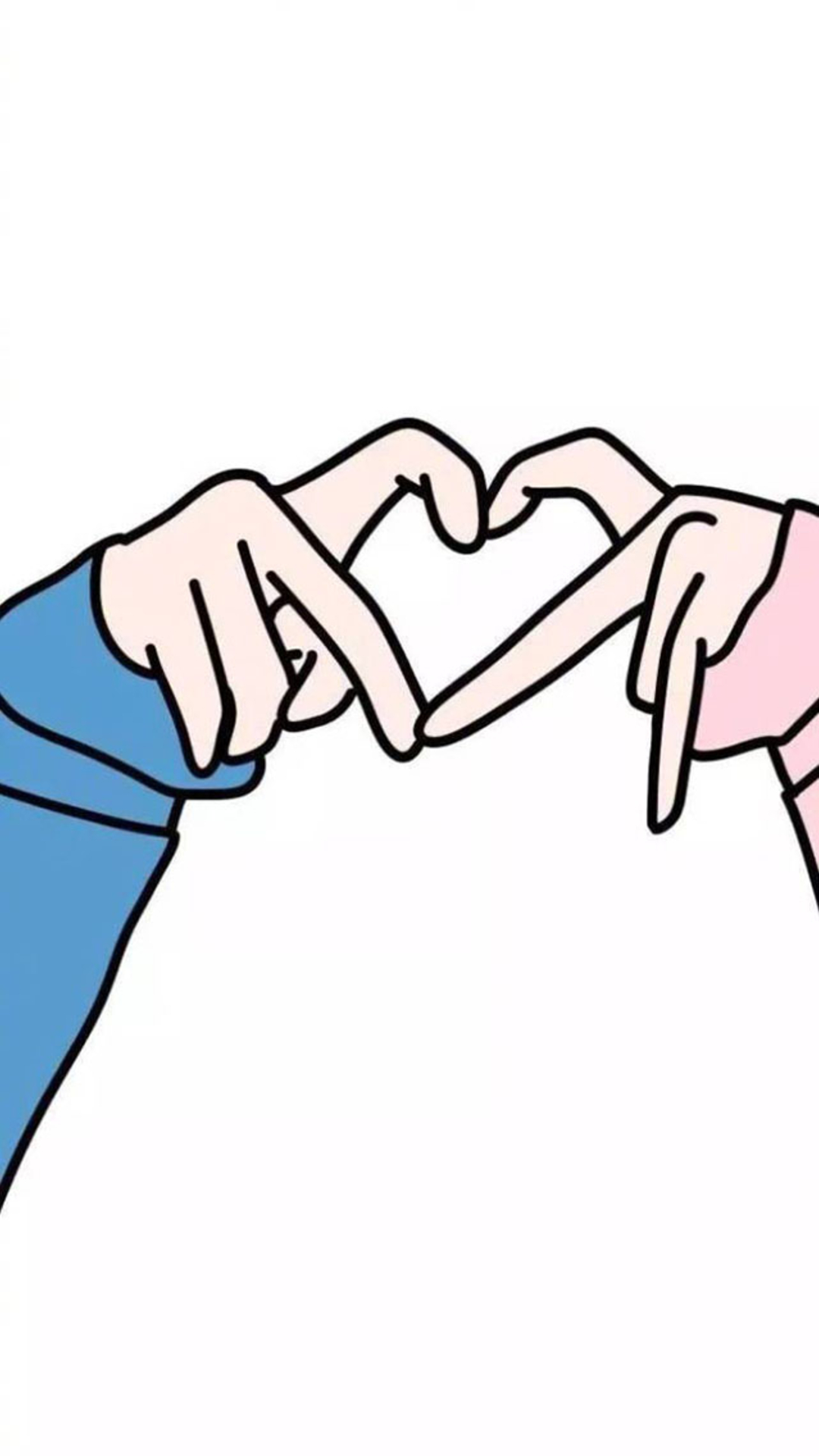 两只手组成的卡通爱心手机壁纸