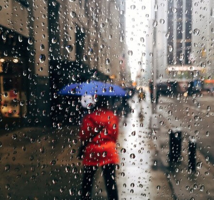 唯美雨景，带着水滴的镜头下城市人物和街景图片