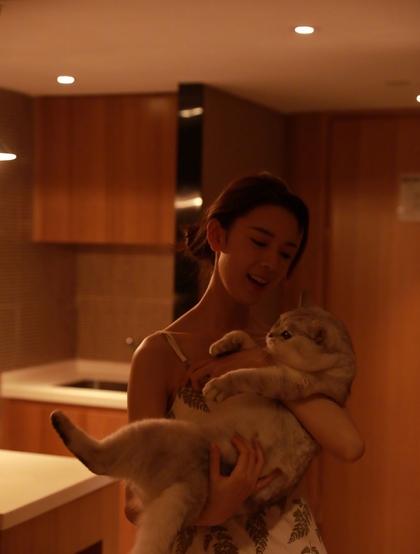 陈瑶带猫出行入住酒店图片，日常逗猫爱心满满