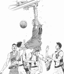 漫画《灌篮高手》高清篮球场竞技黑白插画图片组图5