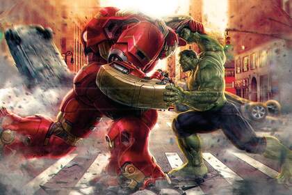 手绘，原画风格的漫威超级英雄钢铁侠，绿巨人等壁纸图片