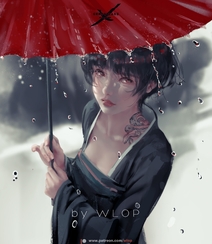 画师wlop女刺客，战士等动漫人物插画作品组图9