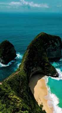 航拍海上的小岛，灯塔的唯美海上风景手机壁纸组图9