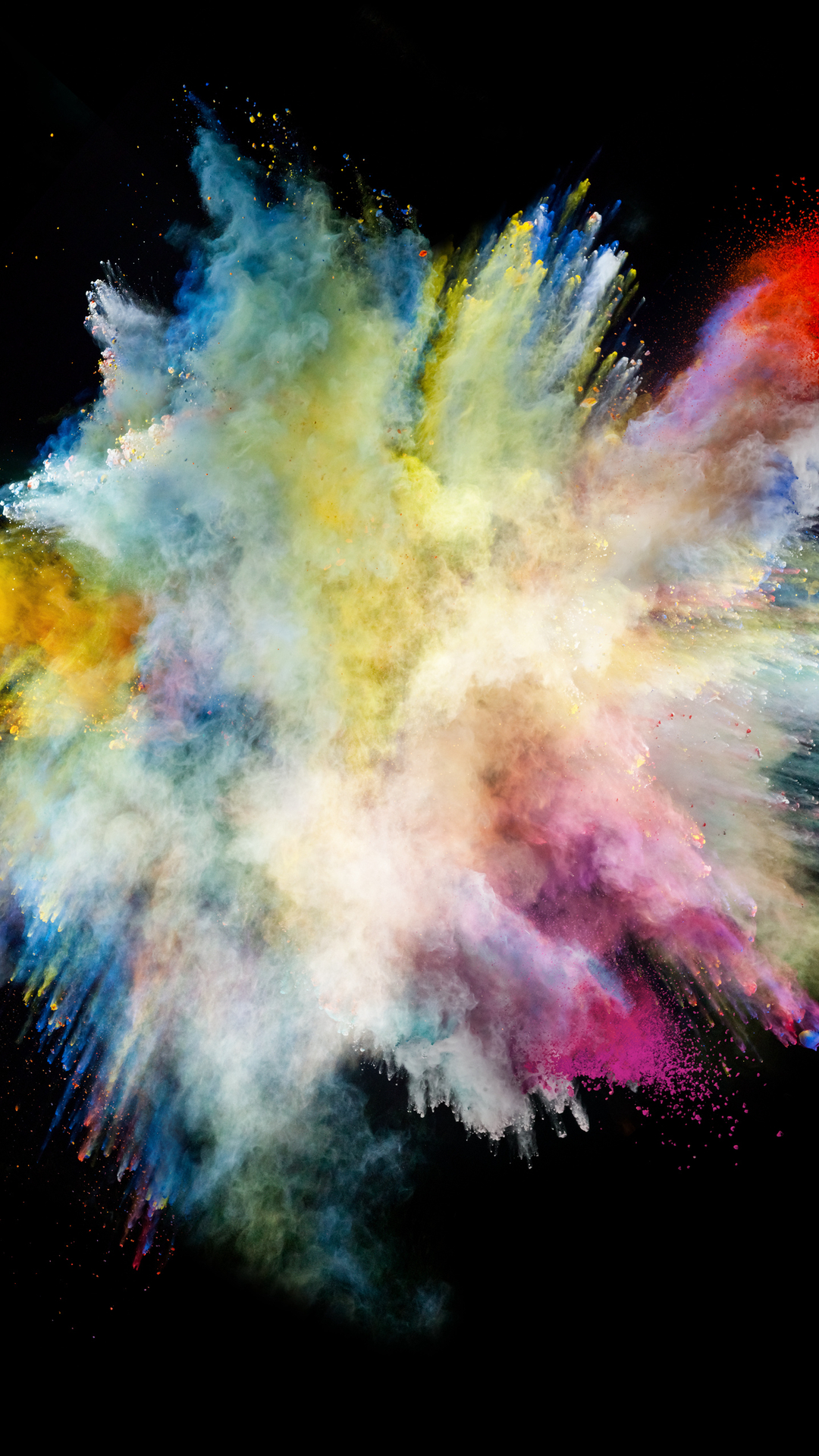 碰撞喷射的彩色粉尘，富有视觉冲击力的手机壁纸第5张壁纸