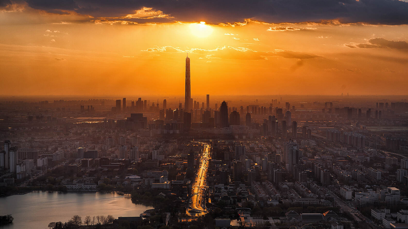 超美的城市晚霞，繁华的城市夜景高清电脑壁纸套图6