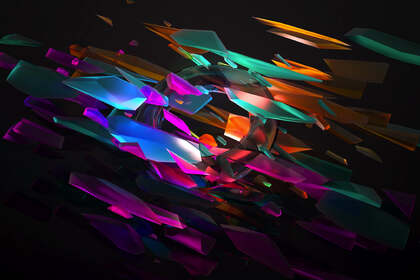 炫彩的光线折射，晶格化拼贴的3D图形创意壁纸图片下载