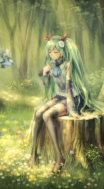 穿和服的初音，日系风格初音动漫手机壁纸组图7