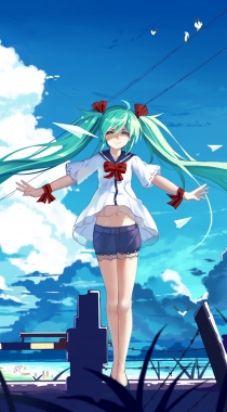 穿和服的初音，日系风格初音动漫手机壁纸组图10