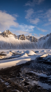 秋季满山黄叶的森林，唯美的雪山风景等高清手机4K壁纸图片组图3