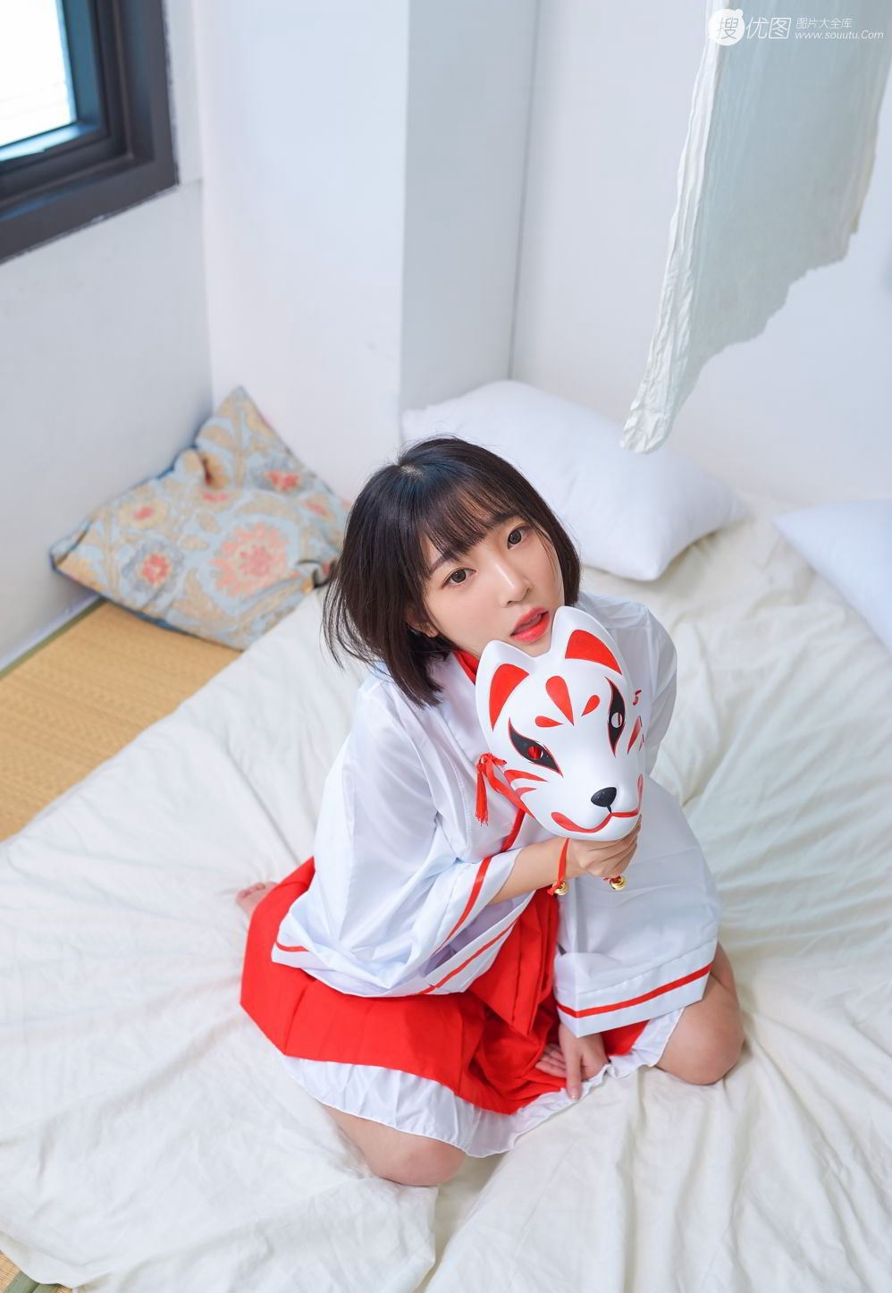 韩国美女姜仁卿性感日系狐狸猫和服，及面具魅惑私房写真图片套图1