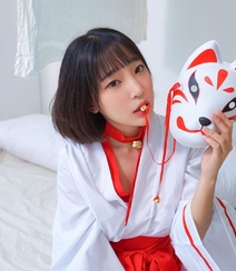 韩国美女姜仁卿性感日系狐狸猫和服，及面具魅惑私房写真图片组图3