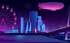城市上空的紫色灯光唯美城市壁纸组图7