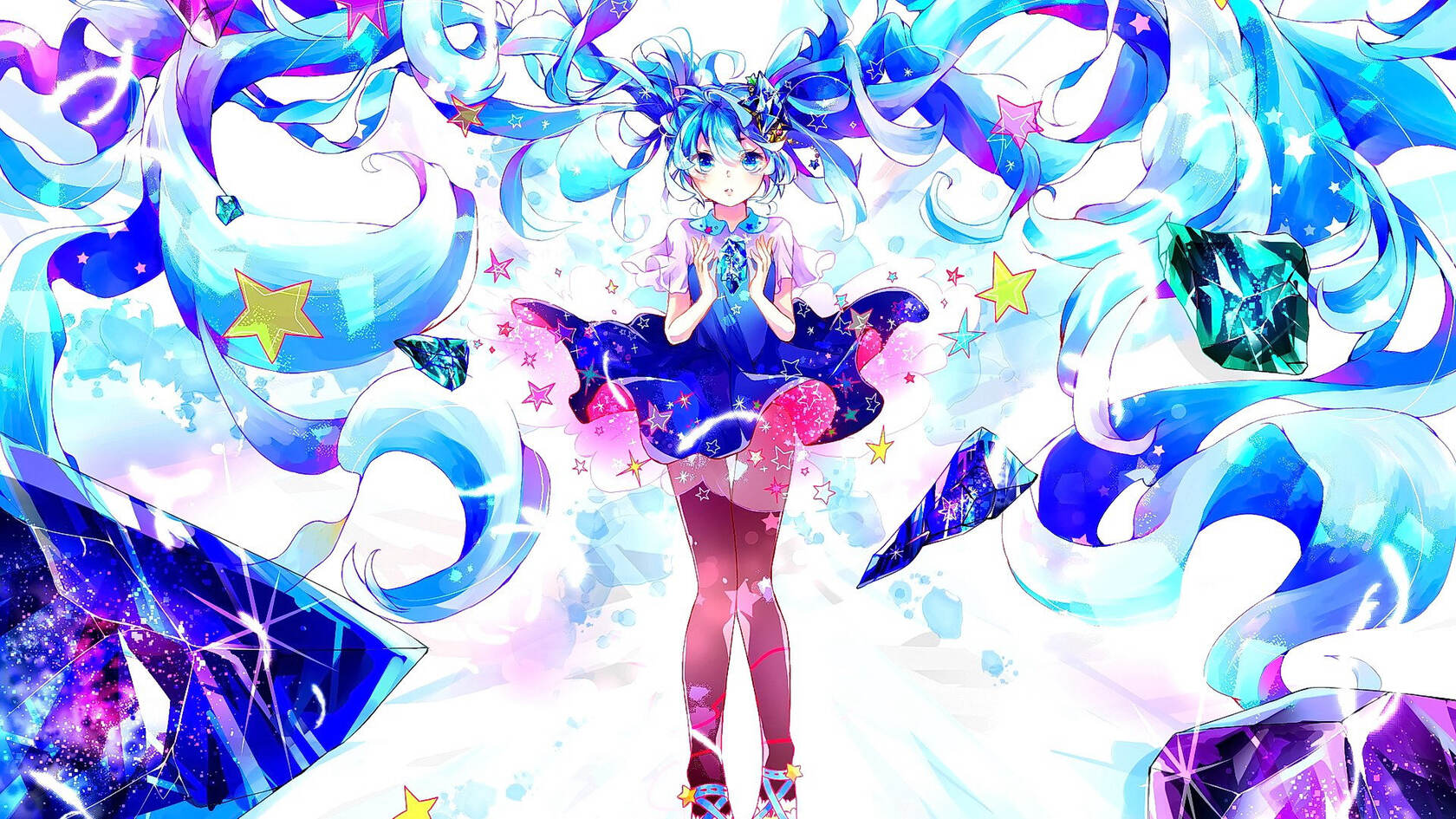 可爱的穿圣诞服的初音，飞在天空的初音未来壁纸图片第6张图片