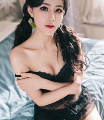 双马尾辫性感美女茯苓纯黑色蕾丝睡裙慵懒私房写真图片组图11