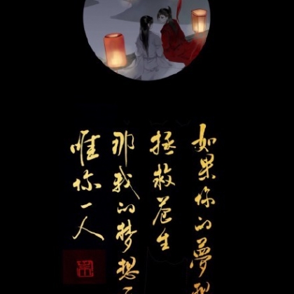 可做手机壁纸的《天官赐福》带文字黑色背景花城和谢怜图片