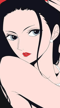 性感的海贼王女性角色手绘线条手机背景图片组图3