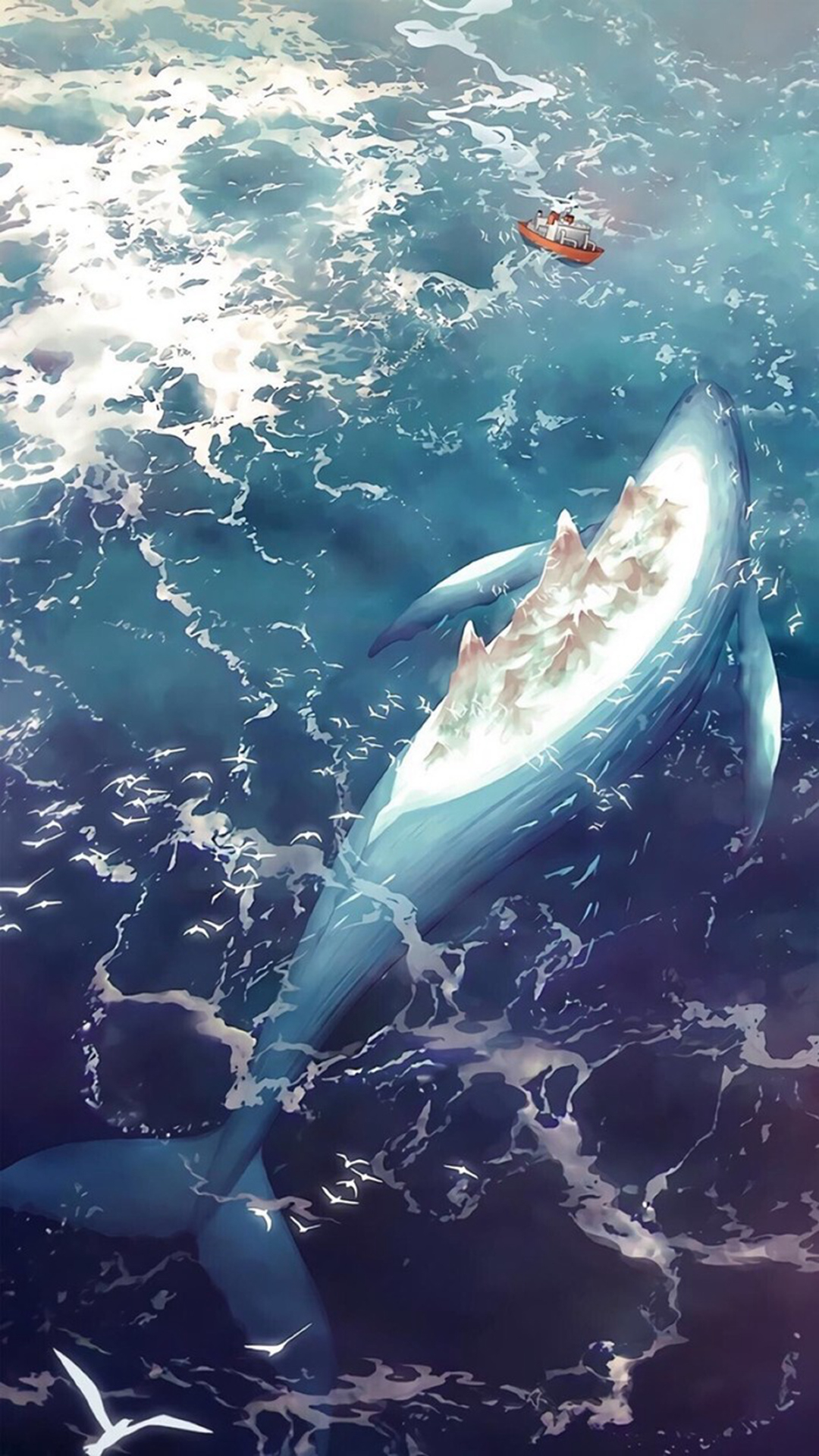 唯美的梦境鲸鱼，玄幻幻想空间创意风景壁纸图片套图1