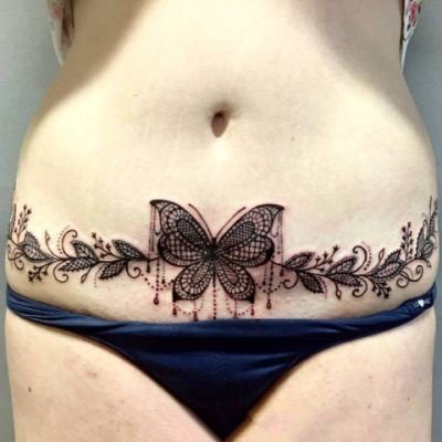 女性隐私部位小腹花卉花朵类性感彩色纹身图案图片图片
