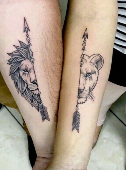 年轻情侣小纹身图案，左右对称配对型情侣手臂手腕纹身图片图片