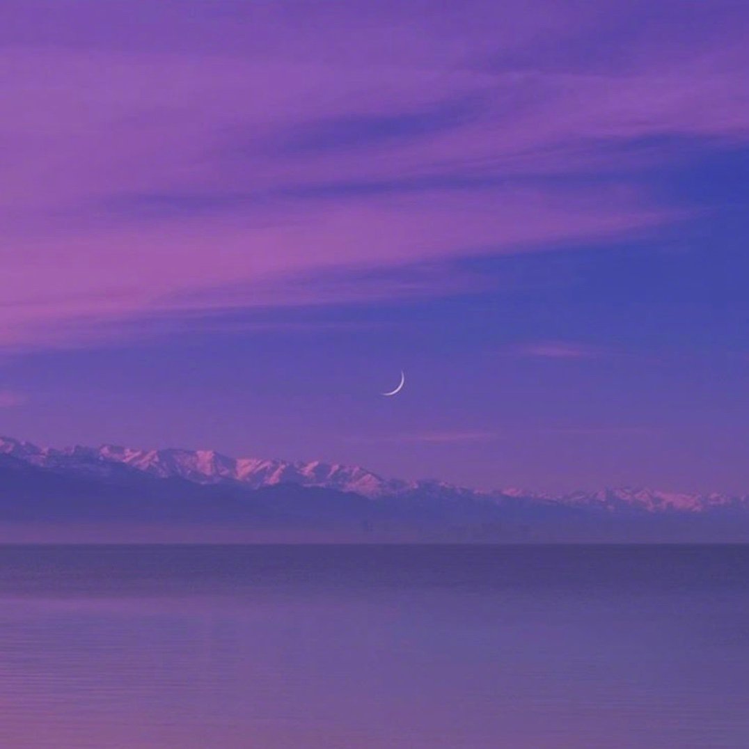 一天中最美的太阳，紫色的天空夕阳唯美图片
