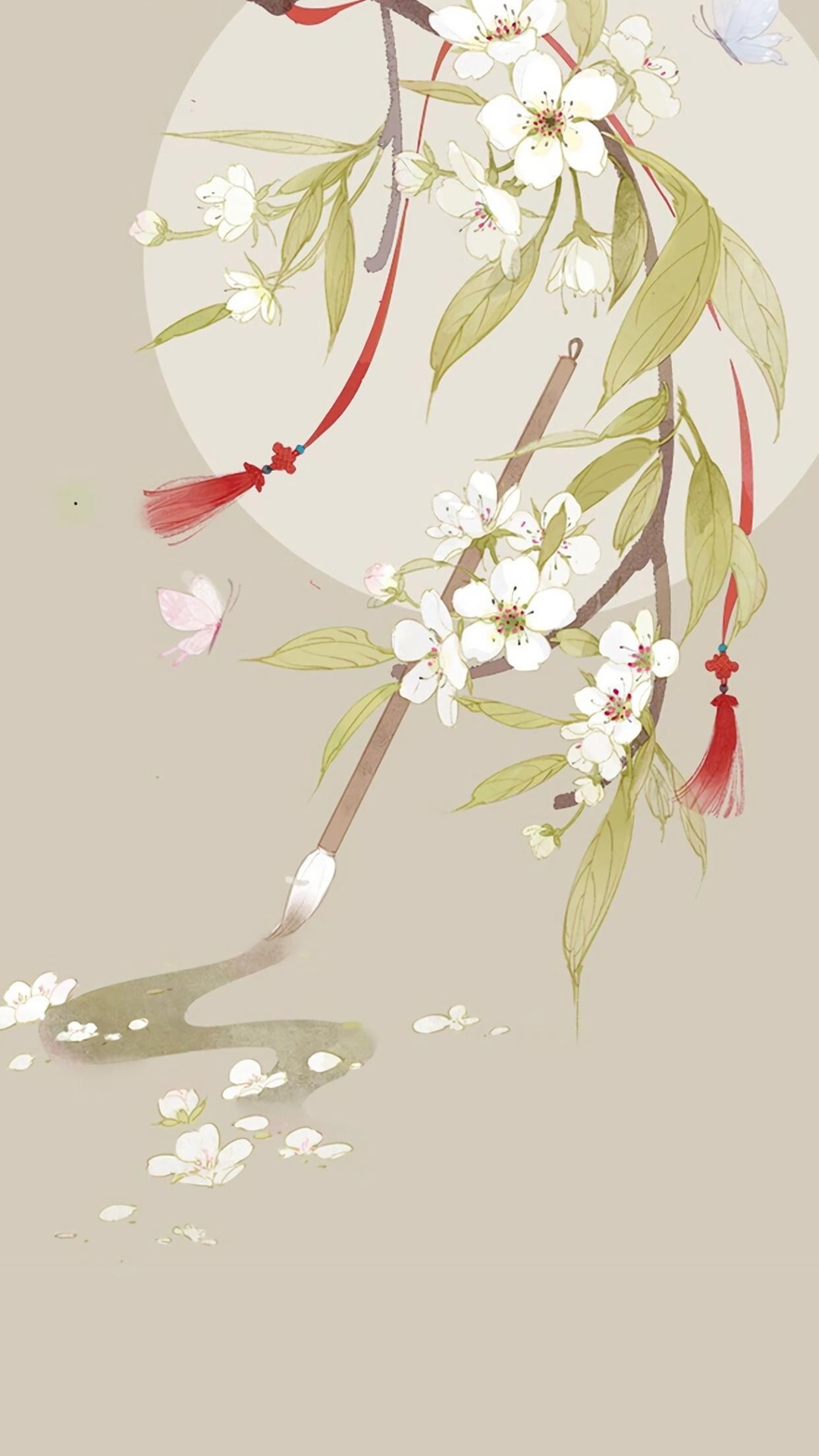 富有中国风特色花卉的油墨画手机壁纸第8张壁纸