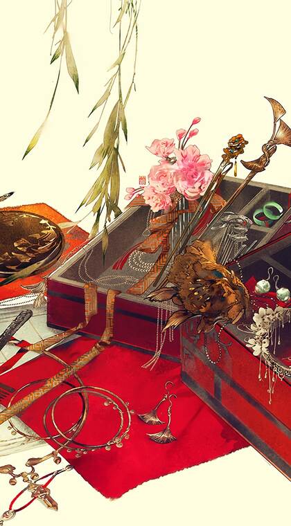 中国风毛笔画大好河山，传统花卉唯美油墨手机壁纸
