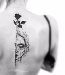 黑色玫瑰纹身图案，酷感美感十足的女生各部位黑玫瑰纹身图案图片组图9