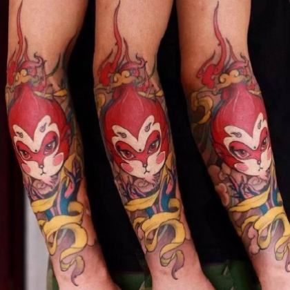 悟空，孙悟空纹身，适合男生的霸气孙悟空彩绘大纹身图案图片