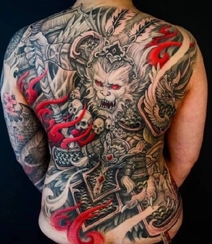 悟空，孙悟空纹身，适合男生的霸气孙悟空彩绘大纹身图案图片组图8