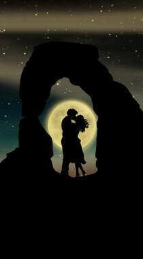 唯美的月亮，北极极光下接吻的情侣爱情手机壁纸组图5