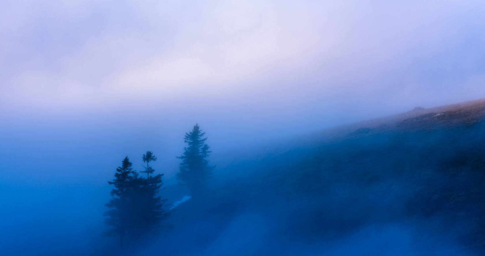 大雾自然天气的唯美风景壁纸，雾色的森林，山脉，道路壁纸图片套图7