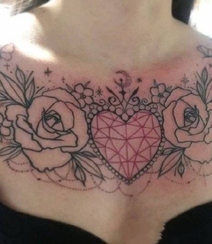性感、个性、另类的女性胸前，肩胛处花卉类纹身大图案图片作品组图7