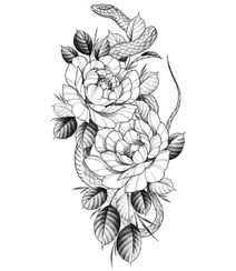 漂亮的纹身手稿，各种动物和花朵花卉搭配的纹身手稿图片组图1