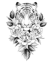 漂亮的纹身手稿，各种动物和花朵花卉搭配的纹身手稿图片组图7