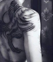 穷奇纹身图案图片作品，适合男生的神话生物穷奇纹身图片组图2