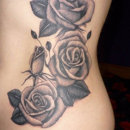 玫瑰花纹身图案，性感女人各部位玫瑰花纹身图案图片作品