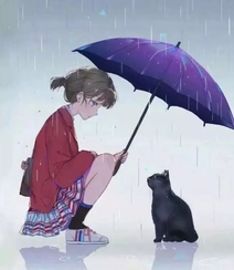 雨天行走的二次元动漫少女，女孩手拿雨伞下雨天超美意境图片组图7