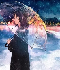 雨天行走的二次元动漫少女，女孩手拿雨伞下雨天超美意境图片组图4