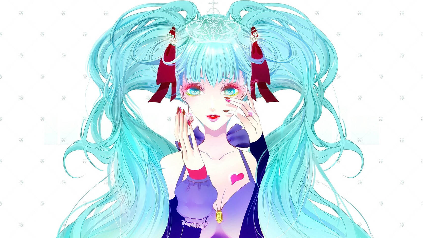 动漫人物初音未来简洁纯色背景桌面壁纸5月6日推荐套图6