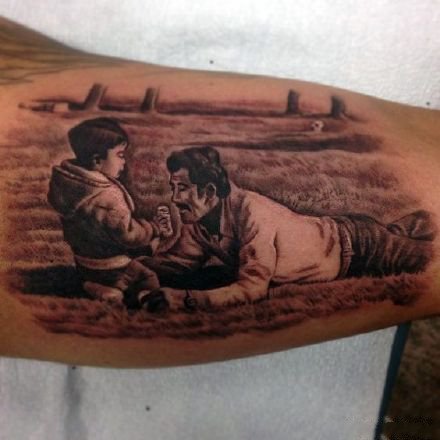 父与子，家与情，牵手中的父子亲情呵护爱护纹身系列图案图片图片