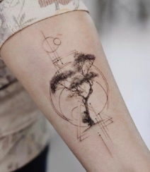 线条感很强的男生手臂几何纹身图案图片作品组图4
