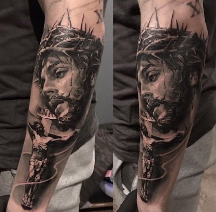 耶稣纹身，宗教类纹身图案耶稣精美创意纹身图片作品图片