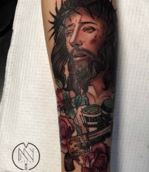 耶稣纹身，宗教类纹身图案耶稣精美创意纹身图片作品组图9