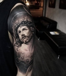 耶稣纹身，宗教类纹身图案耶稣精美创意纹身图片作品组图14